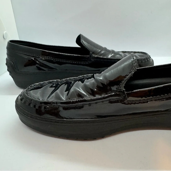 Tod's Black Patent Leather Loafers Womens Size 38.5 - Picture 10 of 10